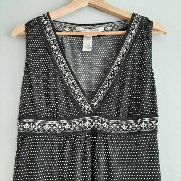 MAX STUDIO Babydoll Stretch Soft V-Neck Tank Top B&W Sz S - Picture 3 of 10